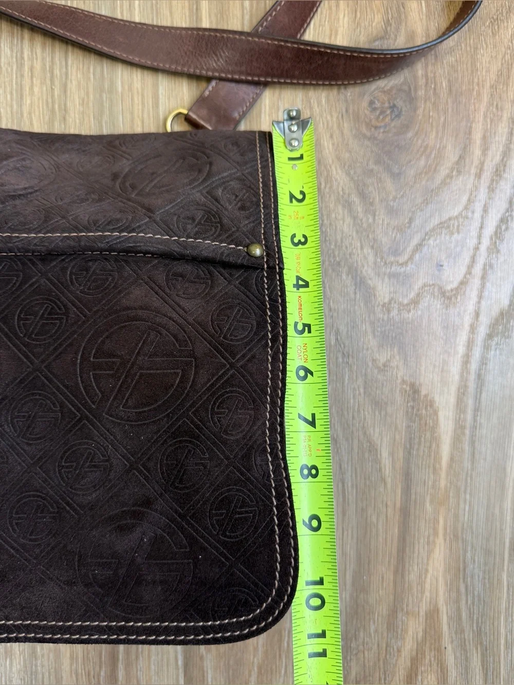 Francesco Biasia Embossed Brown Leather Shoulder Crossbody Bag